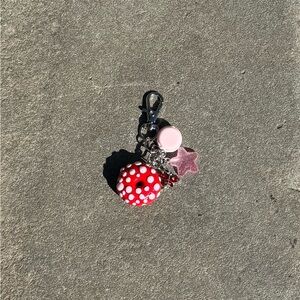 Valentines Day Donut Red Polka Dot Keychain Charm